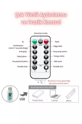 300 Ledli 10 Sarkıt Perde Led Işık-8 Fonksiyon, Uzaktan Kumandalı, 3x3 Metre - 2