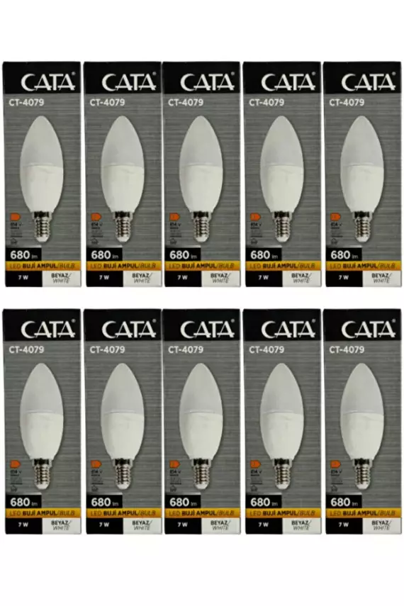 CATA 10 Adet 7w Günışığı Sarı Led Mum Avize Ampulü Buji Ampul E14 Ince Duylu Ct 4079 3200 Kelvin - 5