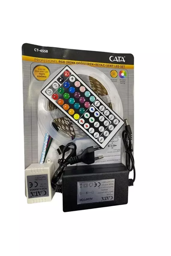 CATA Ct-4558 Rgb Şerit Led Seti ( 5 Mt Rgb Led 352 Renk - Trafo - Rgb Kumanda ) - 1