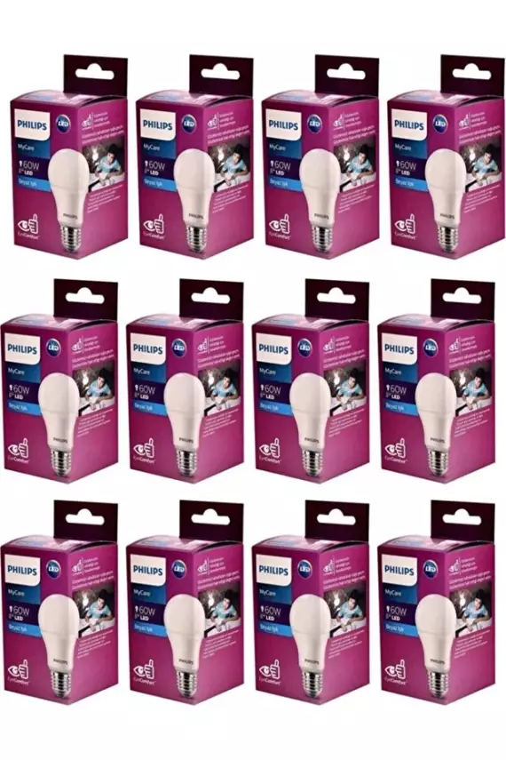 Philips Essential Led Tasarruflu Ampul 8w (60W) Beyaz Işık E27 Normal Duy 12 ADET - 1