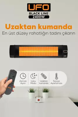 UFO Black Line 2400 W Uzaktan Kumandalı - Dikey ve Yatay Isıtıcı